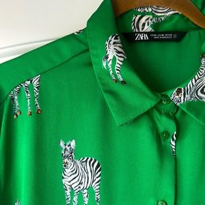 Satin Zara shirt with Zebra print